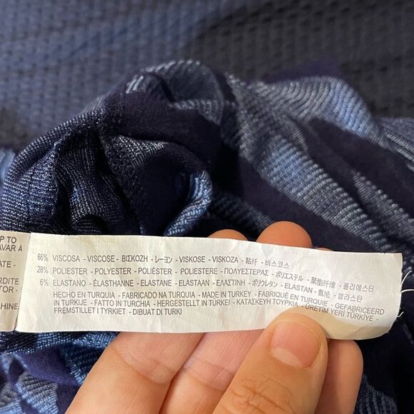 Zara Trafaluc Blue Modern Wavy Pattern Lightweight Midi Dress Size S - Picture 3 of 7